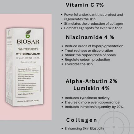 BIOSAR WHITEPURITY WHITENING CREAM SENSITIVE AREAS 60ML