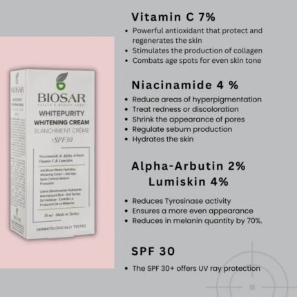 BIOSAR WHITEPURITY WHITENING CREAM SPF30+ 50ML